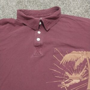 Old Navy Mens Vintage Polo Maroon T-Shirt XL Palm Tree Graphic 100% Cotton